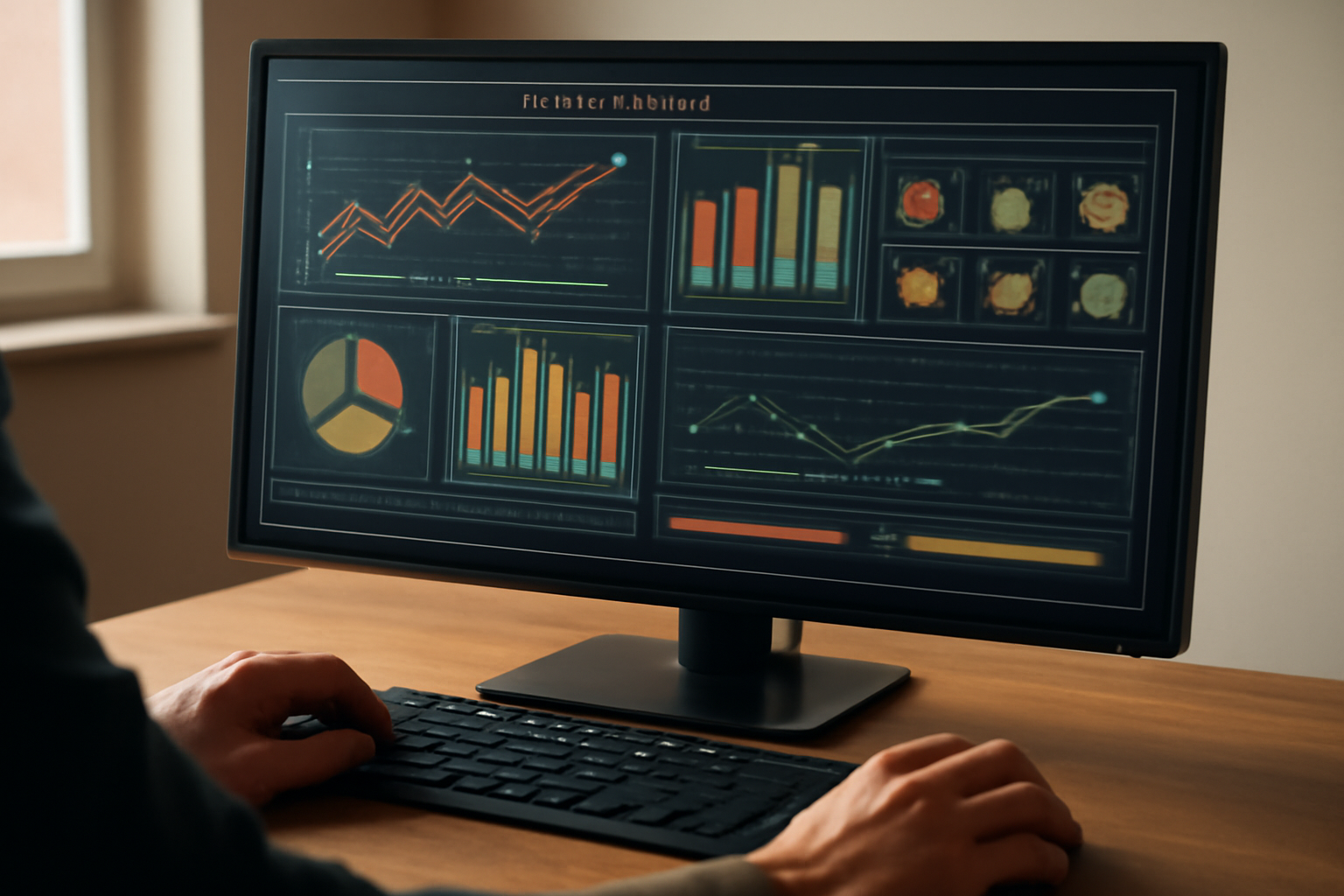 Tangan menganalisis grafik ekonomi dalam game di layar komputer